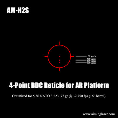 AM-H2S True Holographic Sight with Multiple Reticle Options and 4-Point BDC Reticle for AR Platforms